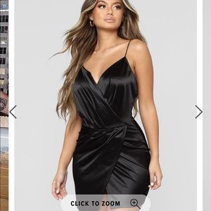 Fashion Nova Black Satin Dress